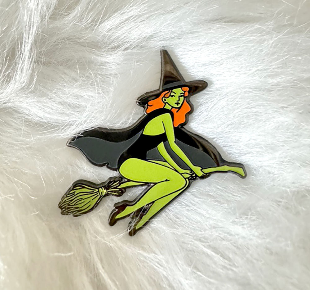 Lewd Halloween store witch enamel pin