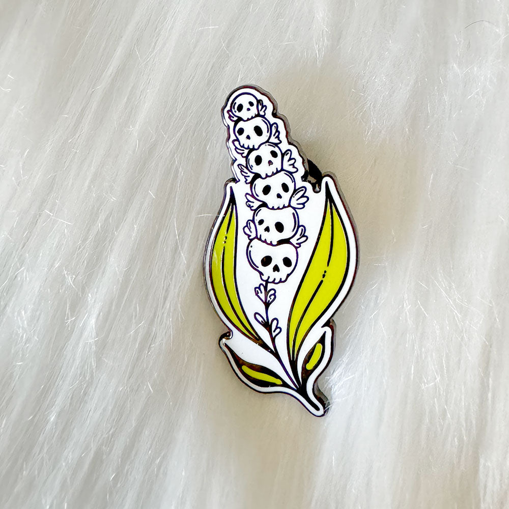 Lily of the Valley Skulls enamel pin – Witch City Wicks