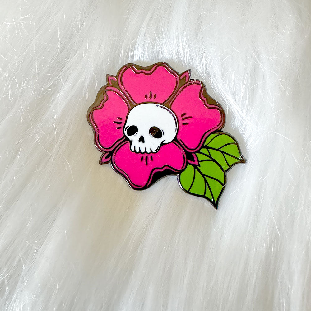 Skull Flower enamel pin